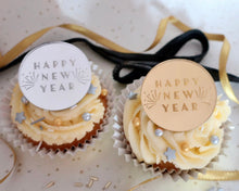 Load image into Gallery viewer, Happy New Year Mirror Cupcake Disc Toppers / Gift Tag - Made in the UK with Love  from House of Toot Sweet - Just £4.50! Shop now at House of Toot Sweet