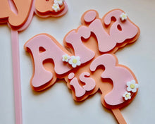 Load image into Gallery viewer, Groovy Retro Hippie Flower Power Personalised Name Cake Topper - Made in the UK with Love from House of Toot Sweet - Just £13! Shop now at House of Toot Sweet