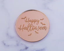 Load image into Gallery viewer, Happy Halloween Bats Engraved Mirror Cupcake Disc Toppers - Made in the UK with Love  from House of Toot Sweet - Just £4.50! Shop now at House of Toot Sweet