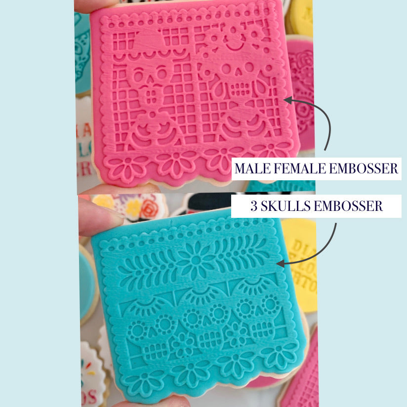 Day Of The Dead Buntiing Fondant Cookie Embosser / Cutter