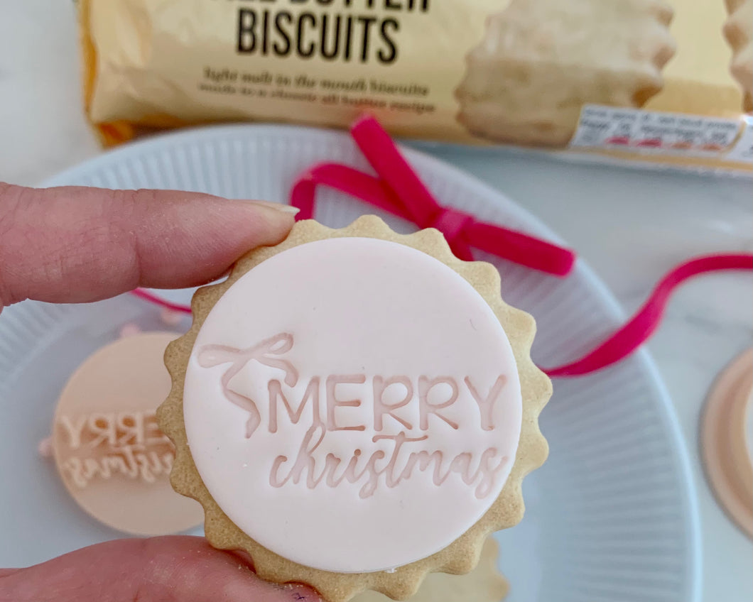 Mini Merry Christmas Bow Marks & Spencer Fondant Cookie Stamp