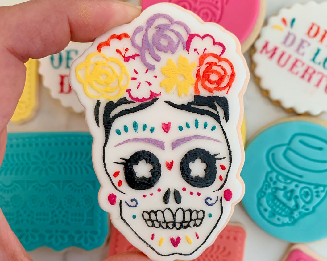 Female Sugar Skull Fondant Cookie Embosser / Cutter