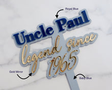 Load image into Gallery viewer, Name Legend Year Birthday Personalised Custom Cake Topper

