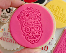 Load image into Gallery viewer, Female Sugar Skull - fondant cookie stamp
