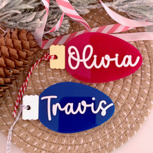 Load image into Gallery viewer, Personalised Christmas Light Bauble, Stocking/ Gift Tag

