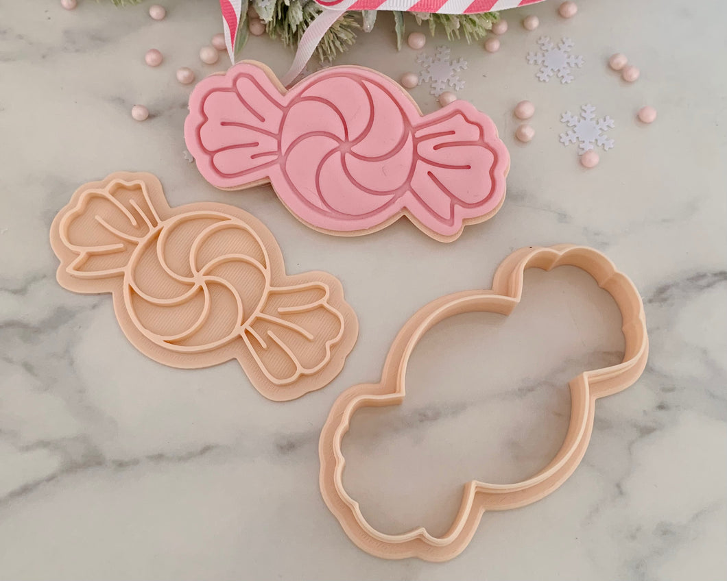 Peppermint Candy Swirl Christmas Fondant Stamp & Cookie Cutter