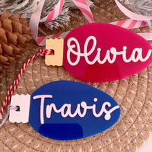 Load image into Gallery viewer, Personalised Christmas Light Bauble, Stocking/ Gift Tag
