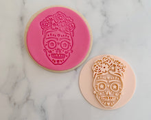 Load image into Gallery viewer, Female Sugar Skull - fondant cookie stamp
