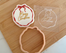 Load image into Gallery viewer, Bow Frame Merry Christmas Fondant Embosser/ Cutter
