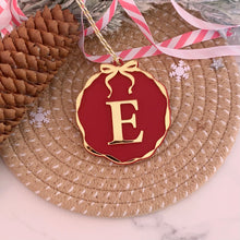 Load image into Gallery viewer, Personalised Initial Christmas Bauble with Bow, Stocking/Gift Tag
