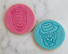 Load image into Gallery viewer, Female Sugar Skull - fondant cookie stamp
