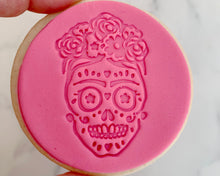 Load image into Gallery viewer, Female Sugar Skull - fondant cookie stamp
