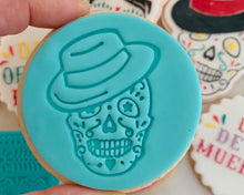 Load image into Gallery viewer, Male Sugar Skull - fondant cookie stamp
