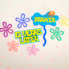 Load image into Gallery viewer, Spongebob Inspired Personalised Name &amp; Age Cake Topper
