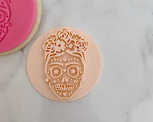 Load image into Gallery viewer, Female Sugar Skull - fondant cookie stamp
