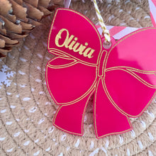 Load image into Gallery viewer, Personalised Name Bow Bauble, Santa Sack Tag, Stocking/ Gift Tag
