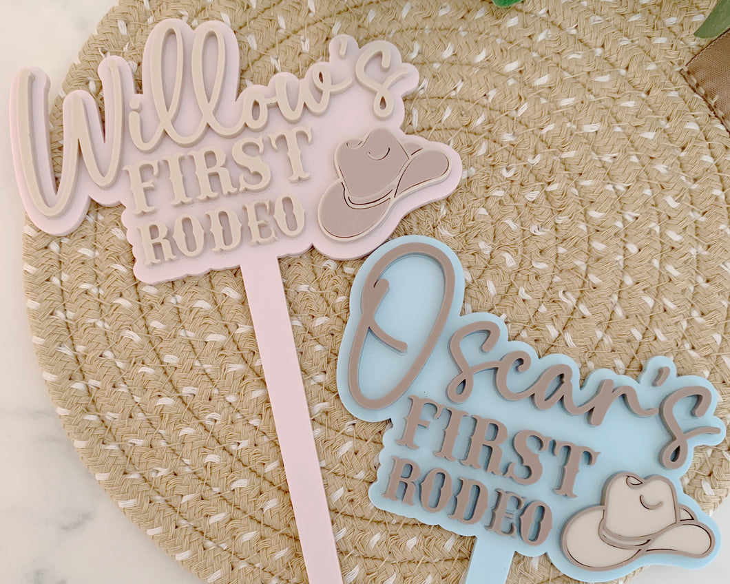 First Rodeo Personalised Name Cake Topper