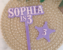 Load image into Gallery viewer, Western Style Personalised Name &amp; Age Cake Topper

