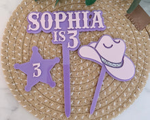 Load image into Gallery viewer, Western Style Personalised Name &amp; Age Cake Topper
