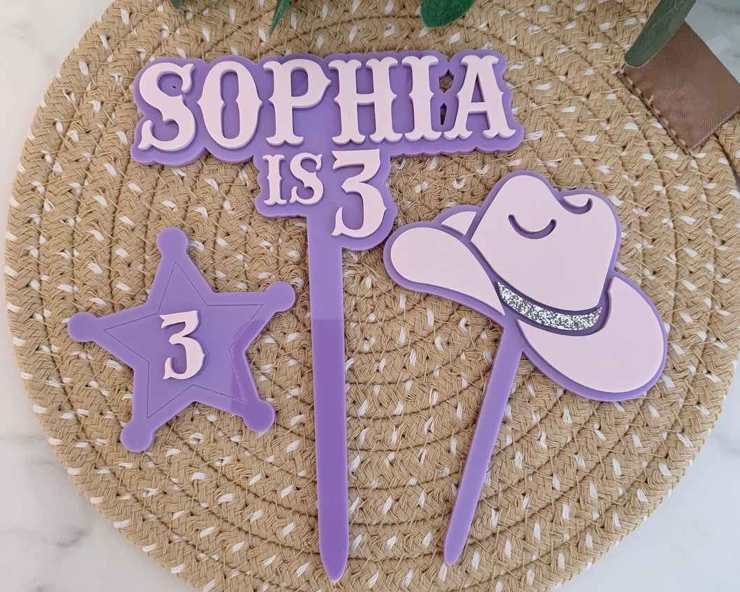 Western Style Personalised Name & Age Cake Topper