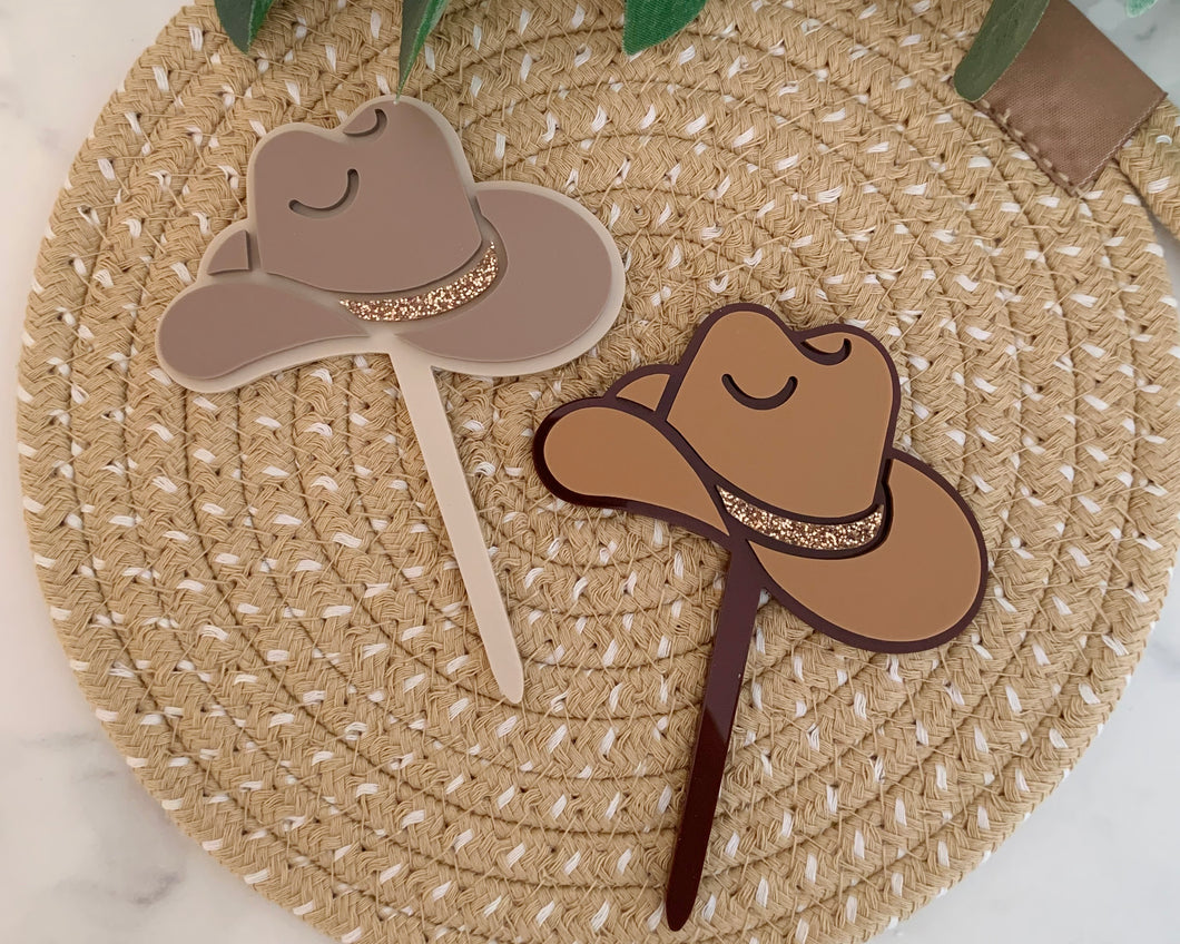 Cowboy/ Cowgirl Hat Acrylic Cake Charm/ Topper