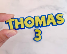 Load image into Gallery viewer, Toy Story Style Personalised Name &amp; Age Cake Charms
