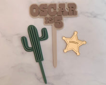 Load image into Gallery viewer, Western Theme Personalised Name &amp; Age Cake Topper
