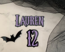 Load image into Gallery viewer, Gothic Wednesday Inspired Personalised Name Cake Charm
