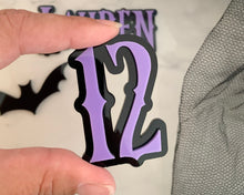 Load image into Gallery viewer, Gothic Wednesday Inspired Personalised Name Cake Charm
