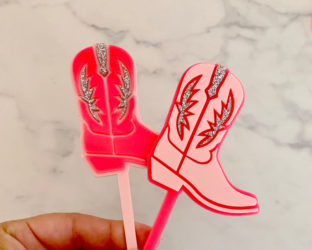 Cowboy/ Cowgirl Boot Acrylic Cake Charm/ Topper