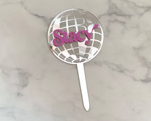 Load image into Gallery viewer, Custom Name Disco Ball Acrylic Cake Topper
