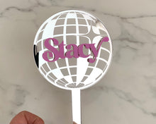 Load image into Gallery viewer, Custom Name Disco Ball Acrylic Cake Topper
