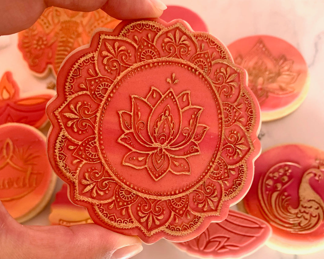 Lotus Rangoli Mandala Fondant Cookie Embosser/ Cutter