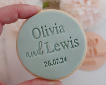 Load image into Gallery viewer, Custom Names and Date Cookie Fondant Stamp - Made in the UK with Love  from House of Toot Sweet - Just £6.99! Shop now at House of Toot Sweet
