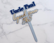Load image into Gallery viewer, Name Legend Year Birthday Personalised Custom Cake Topper
