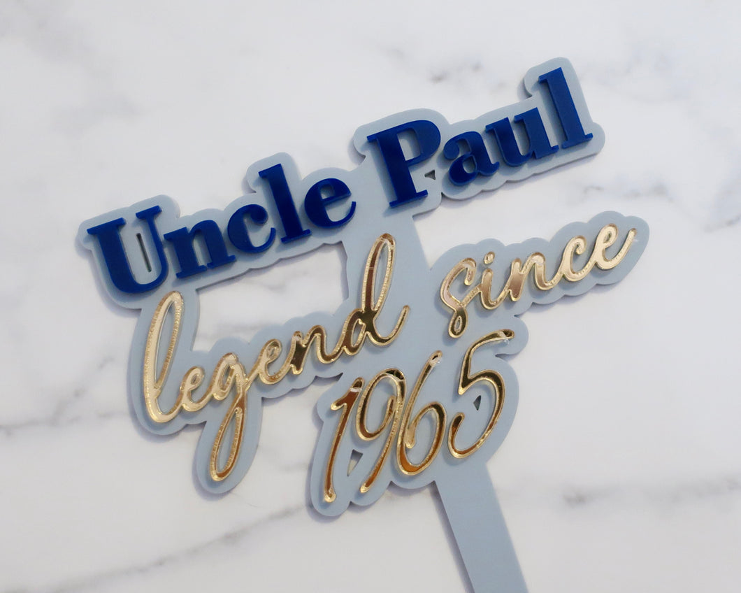 Name Legend Year Birthday Personalised Custom Cake Topper