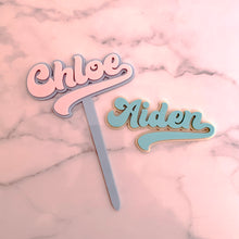 Load image into Gallery viewer, Personalised Name Birthday Cake Topper Retro/ Vintage
