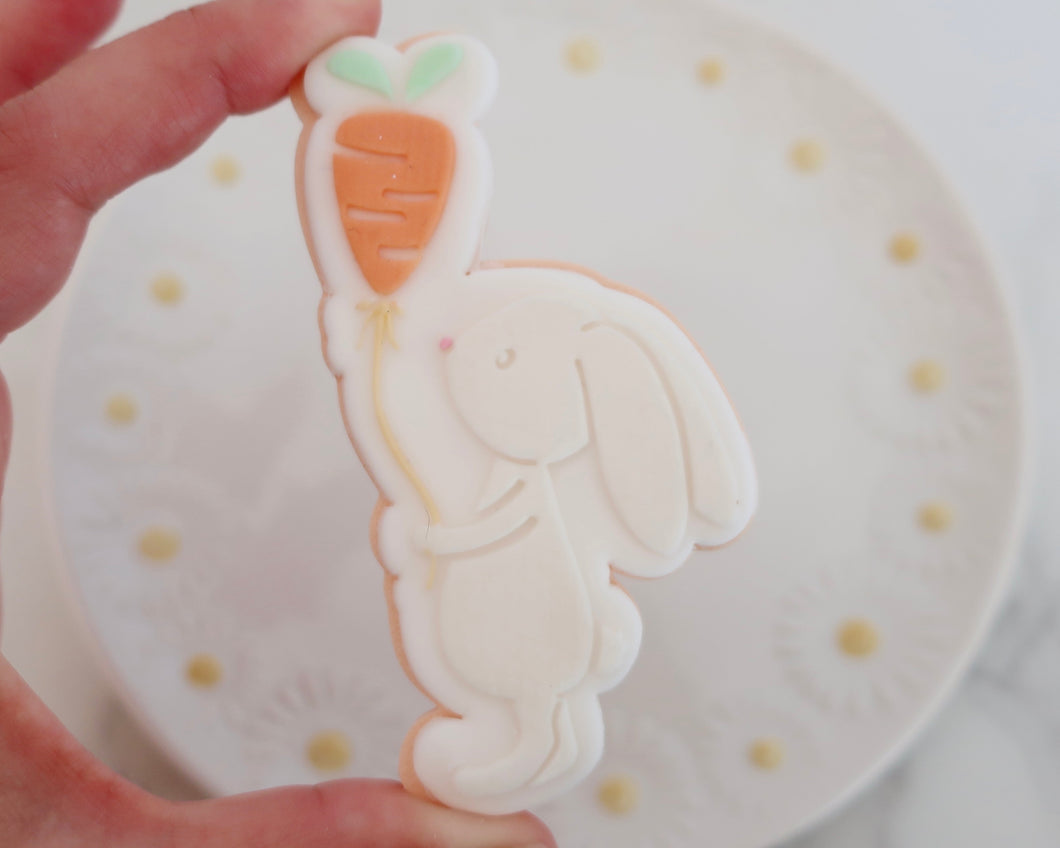 Bunny with Carrot Balloon Fondant Embosser and Cutter - Made in the UK with Love  from House of Toot Sweet - Just £6.50! Shop now at House of Toot Sweet