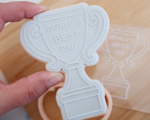 Worlds best dad Tropy Cookie Embosser / Cutter - Made in the UK with Love  from House of Toot Sweet - Just £6.50! Shop now at House of Toot Sweet