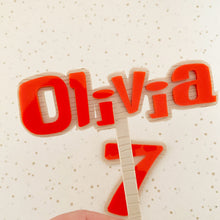 Load image into Gallery viewer, Lilo &amp; Stitch Inspired Personalised Name &amp; Age Cake Topper and Charms
