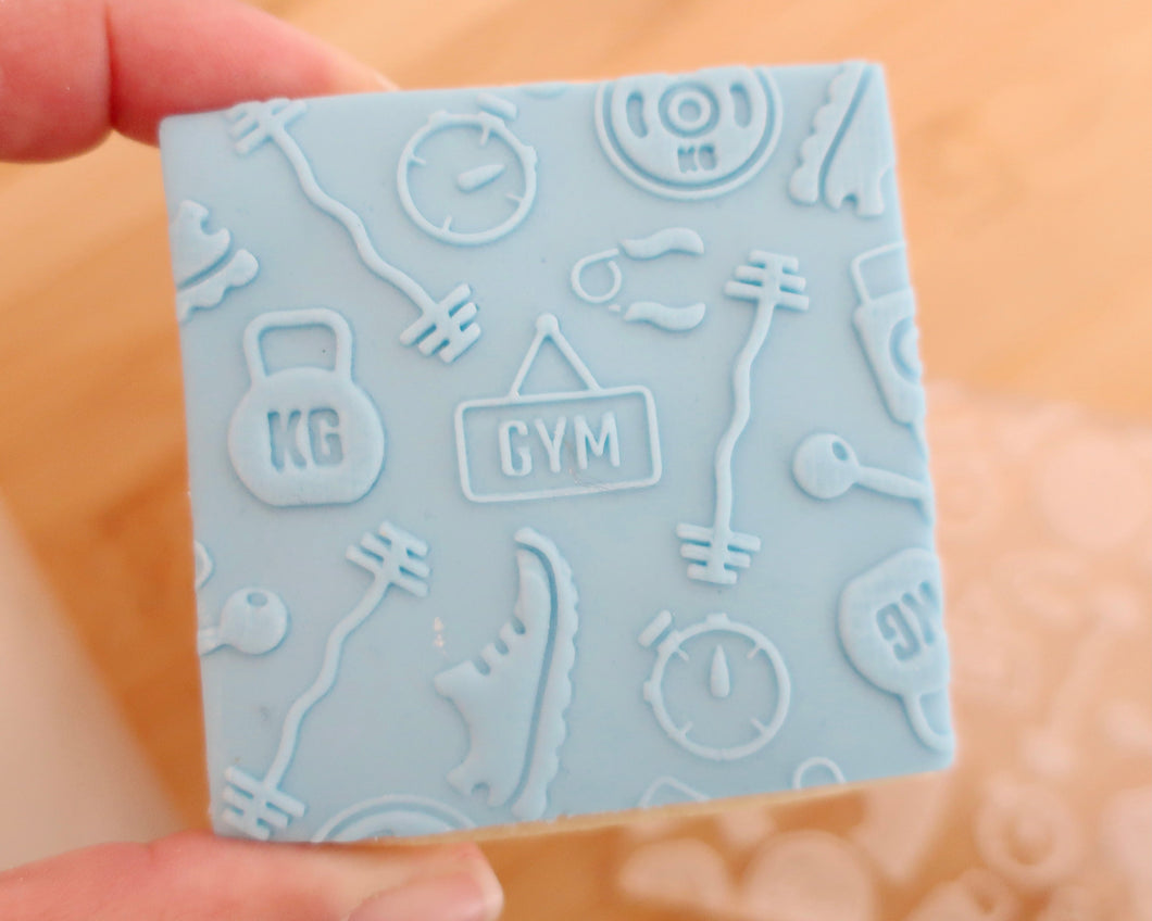 Gym Icons Texture Fondant Cookie Embosser - Made in the UK with Love  from House of Toot Sweet - Just £7! Shop now at House of Toot Sweet