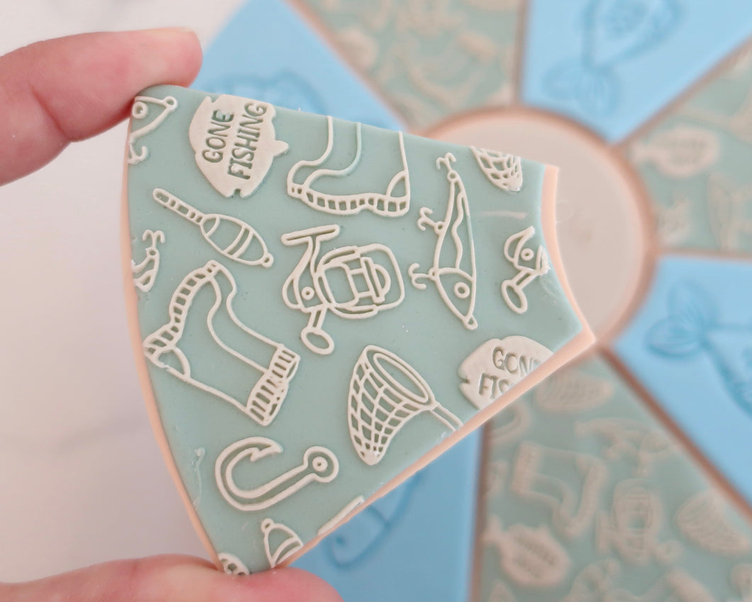 Gone Fishing Icons Texture Fondant Cookie Embosser - Made in the UK with Love  from House of Toot Sweet - Just £7! Shop now at House of Toot Sweet