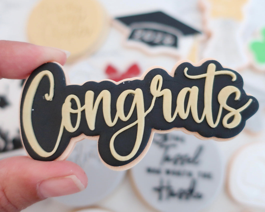Congrats - Fondant Cookie Embosser / Cutter - Made in the UK with Love  from House of Toot Sweet - Just £6! Shop now at House of Toot Sweet
