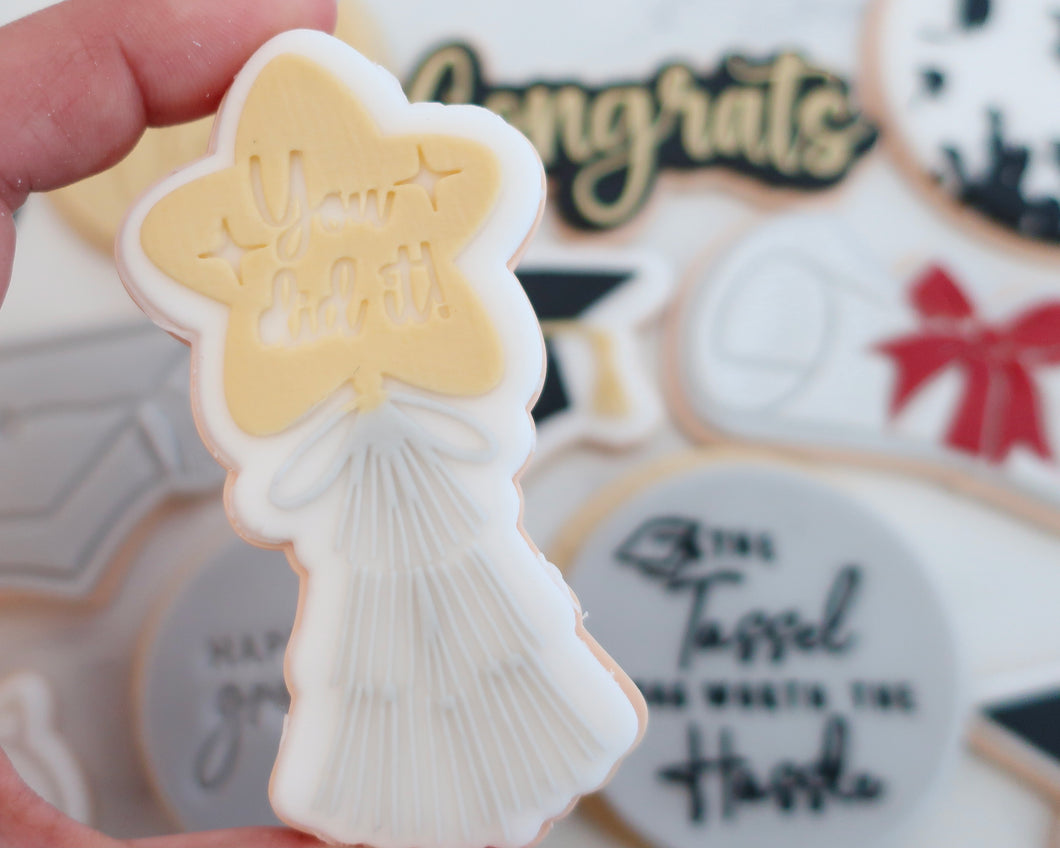 You Did It Tassel Balloon - Fondant Cookie Embosser / Cutter - Made in the UK with Love  from House of Toot Sweet - Just £6.50! Shop now at House of Toot Sweet