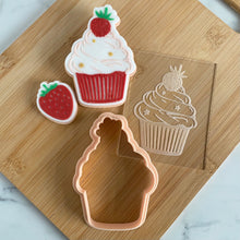 Load image into Gallery viewer, Strawberry Cupcake Fondant Embosser / Cutter
