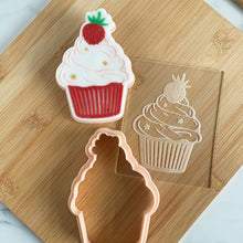 Load image into Gallery viewer, Strawberry Cupcake Fondant Embosser / Cutter
