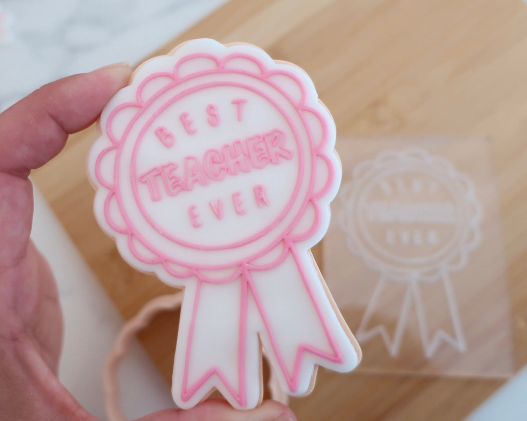 Best Teacher Ever Rosette Fondant Cookie Embosser / Cutter - Made in the UK with Love  from House of Toot Sweet - Just £6.50! Shop now at House of Toot Sweet