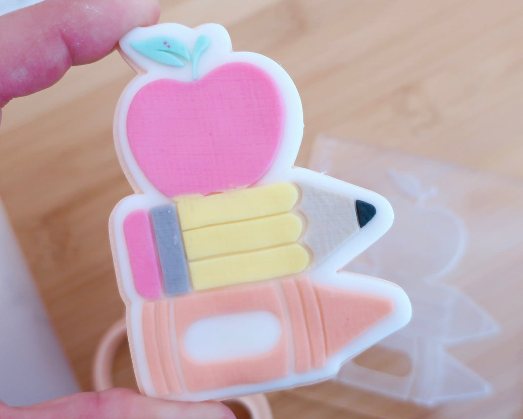 Apple, Pencil, Crayon Fondant Cookie Embosser / Cutter - Made in the UK with Love  from House of Toot Sweet - Just £6.50! Shop now at House of Toot Sweet