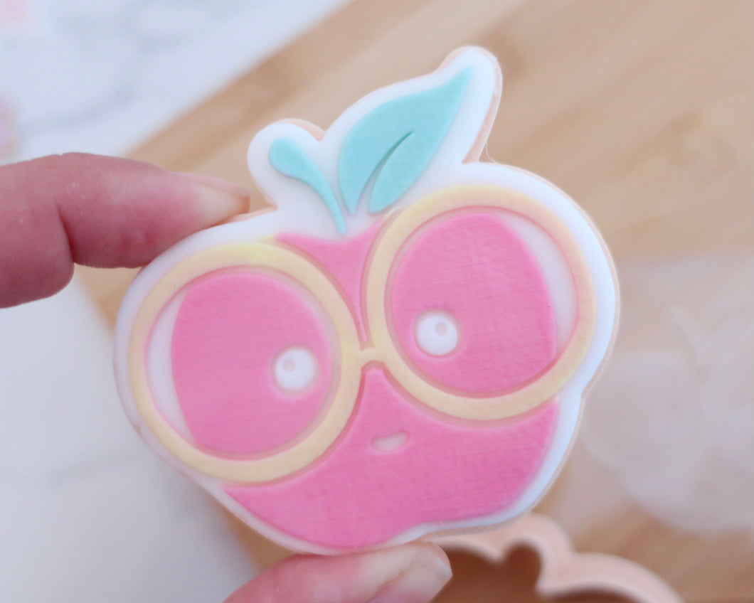 Cute Apple with Glasses Fondant Cookie Embosser / Cutter - Made in the UK with Love  from House of Toot Sweet - Just £6.50! Shop now at House of Toot Sweet