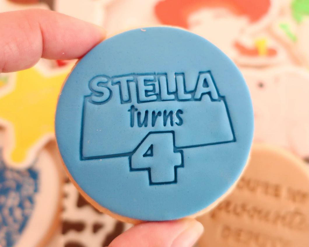 Custom Name & age Birthday Cookie Fondant Stamp